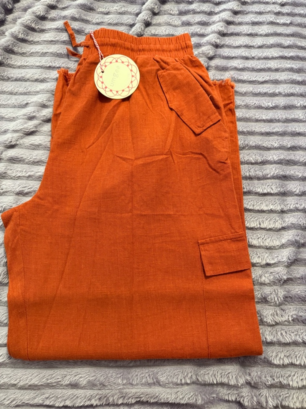 Women's Casual Cargo Linen Pants - Rust Orange
Umgee